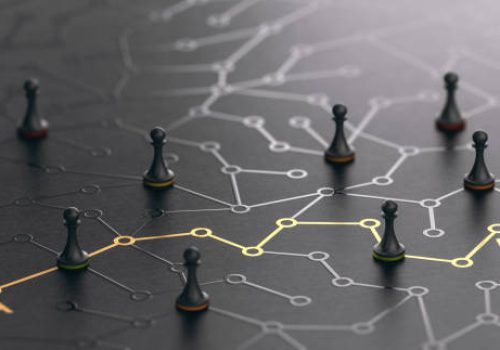 3D illustration of a conceptual maze. Shortcut between points A and B or finding the shortest path concept.